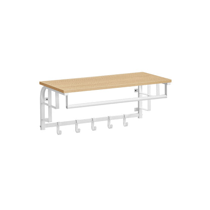 Coat Rack Wall-Mounted with 5 Hooks Golden Oak and Cloud White - image 1