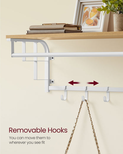 Coat Rack Wall-Mounted with 5 Hooks Golden Oak and Cloud White - image 4