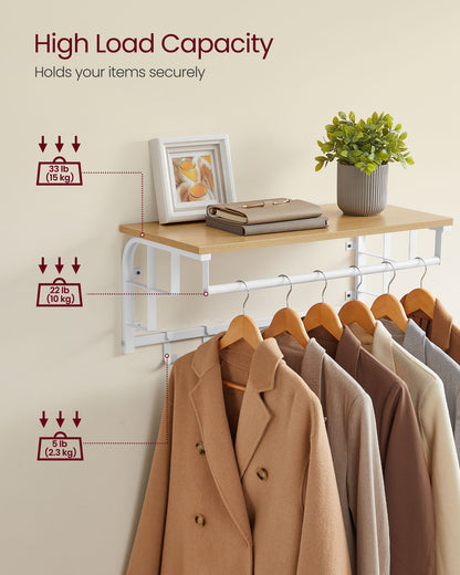 Coat Rack Wall-Mounted with 5 Hooks Golden Oak and Cloud White - image 5