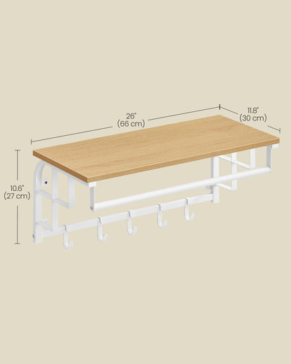 Coat Rack Wall-Mounted with 5 Hooks Golden Oak and Cloud White - image 6