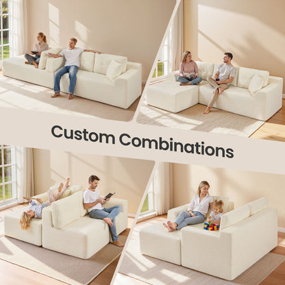 108.3 Inches Boneless Couch with Chaise, Modular Sectional Sofa