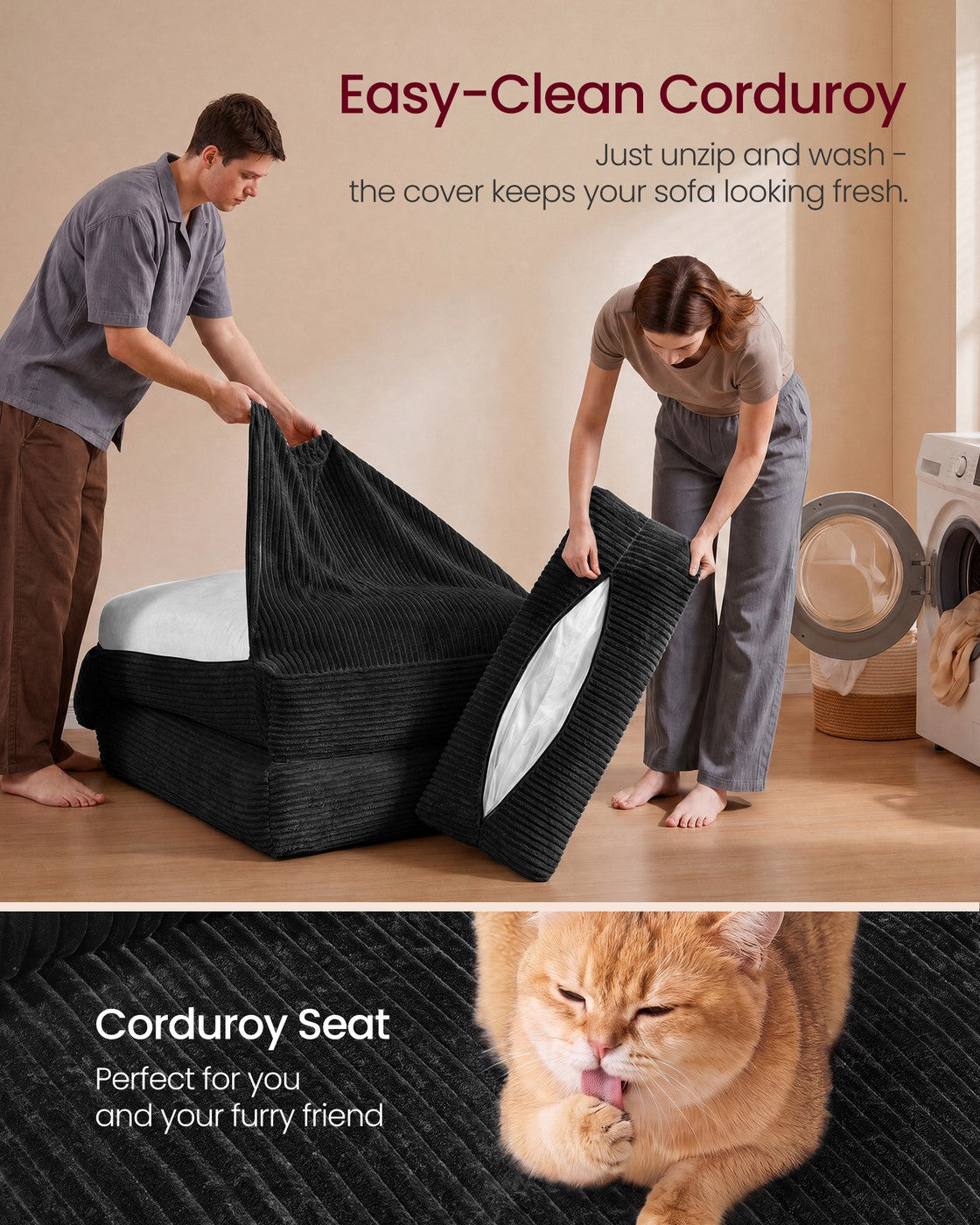 Folding Sofa Bed, Convertible Chair Bed with Pillow, Sleeper Chair