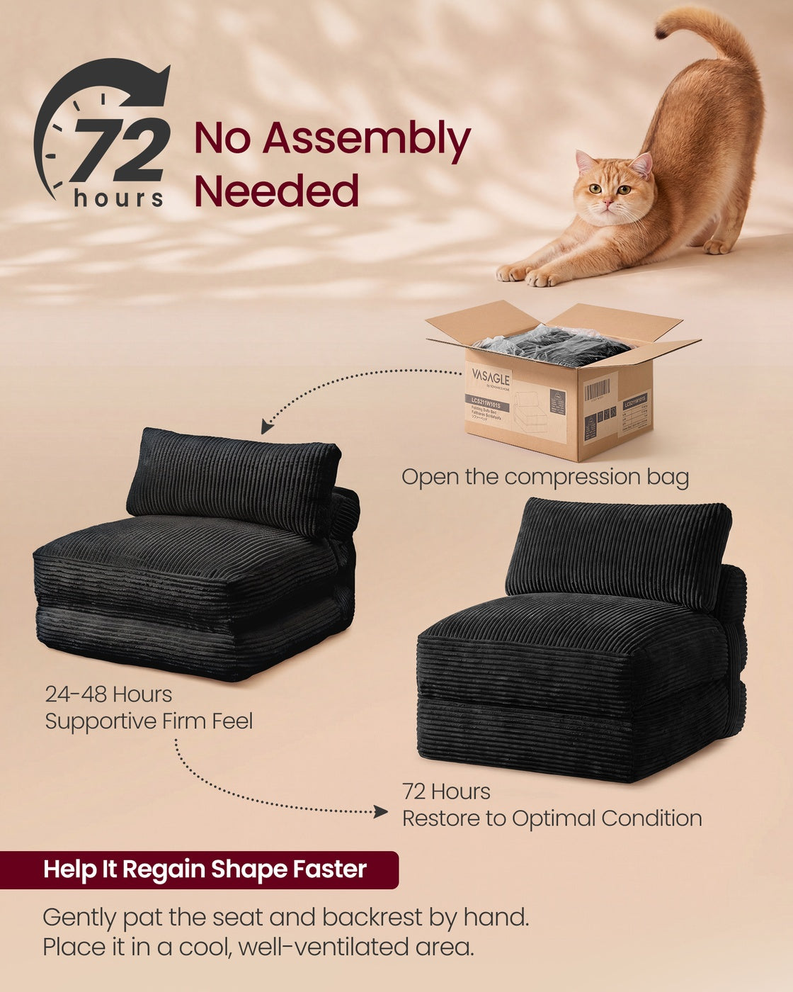 Folding Sofa Bed, Convertible Chair Bed with Pillow, Sleeper Chair