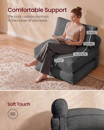 Folding Sofa Bed, Convertible Chair Bed with Pillow, Sleeper Chair
