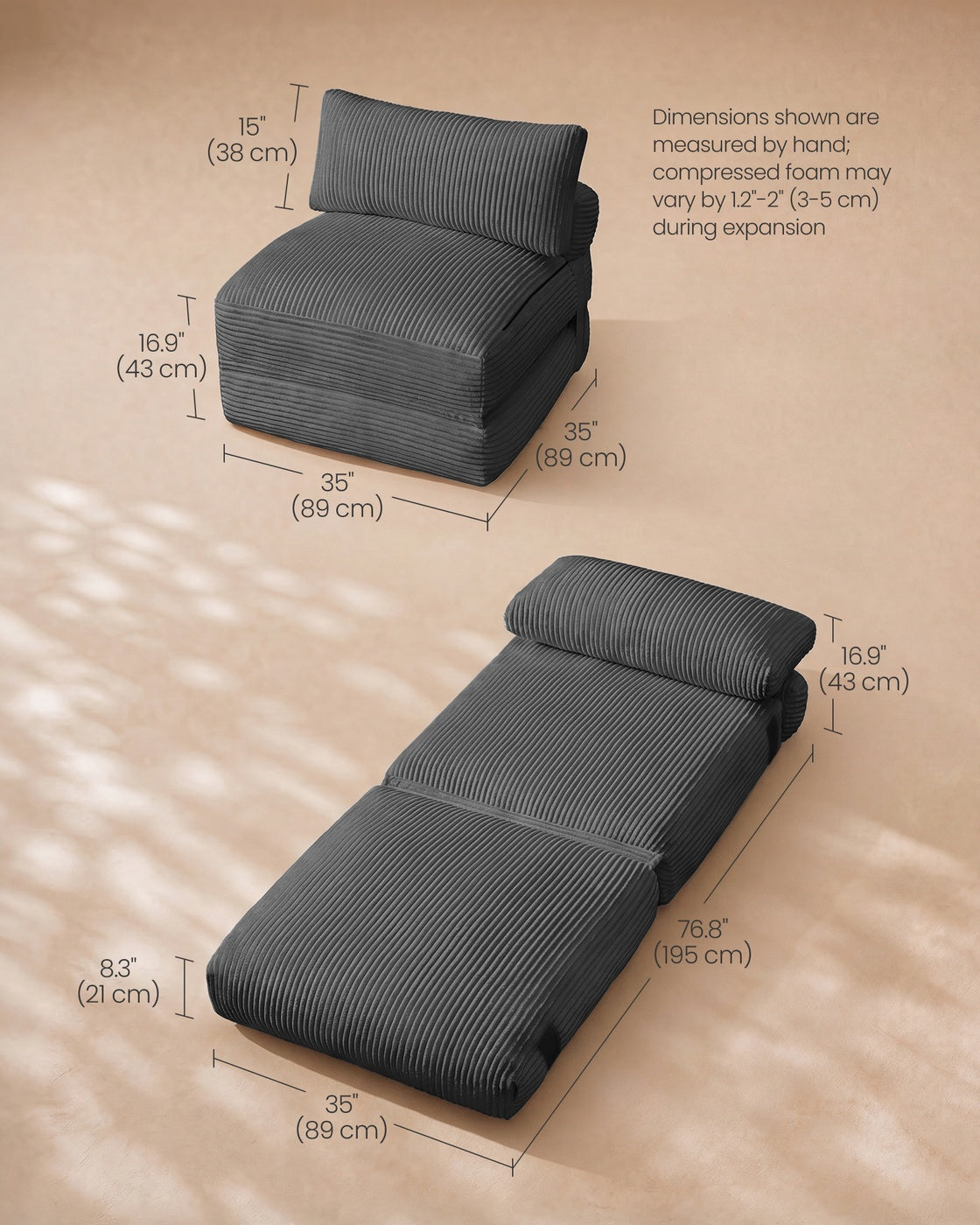 Folding Sofa Bed, Convertible Chair Bed with Pillow, Sleeper Chair
