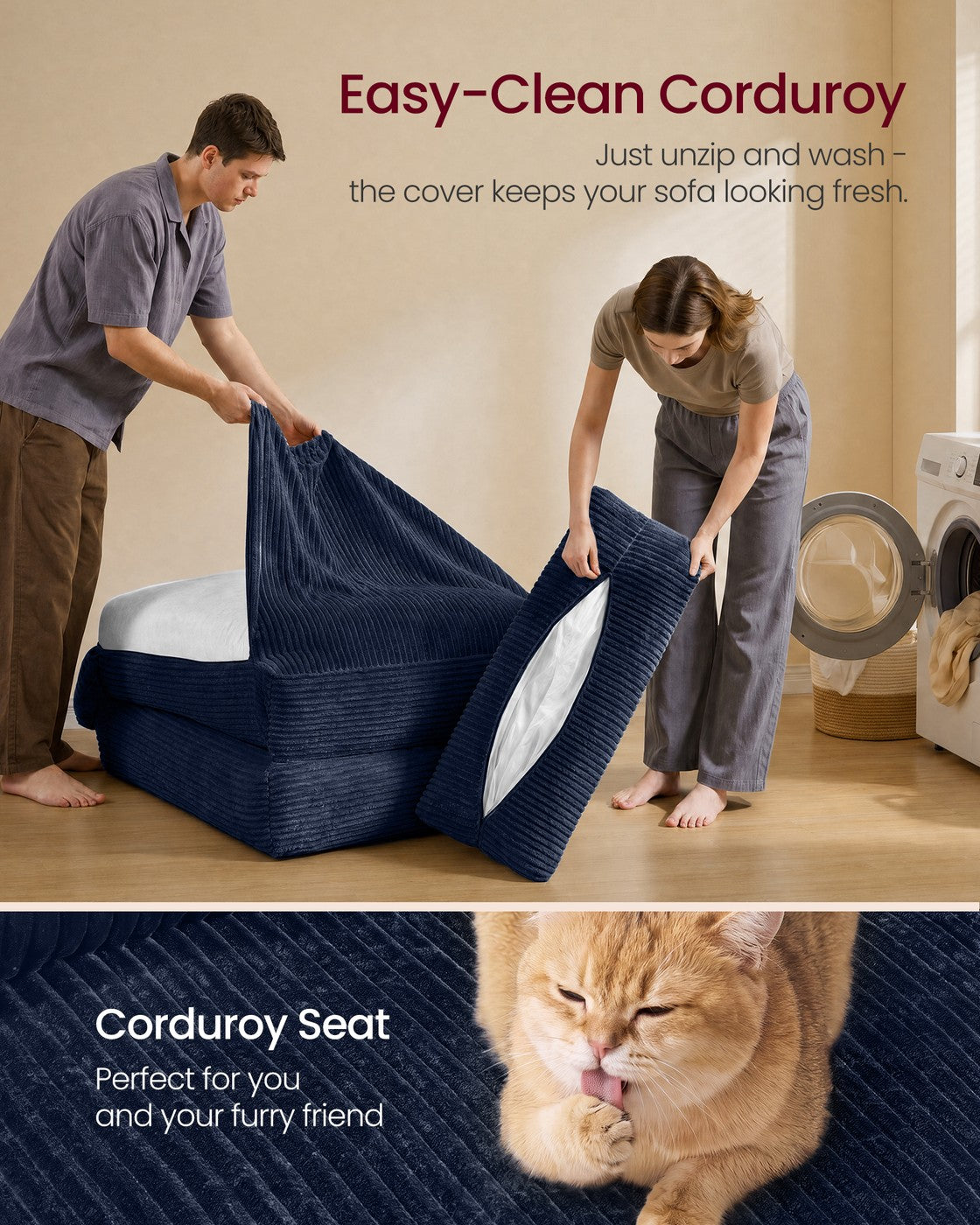 Folding Sofa Bed, Convertible Chair Bed with Pillow, Sleeper Chair