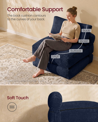 Folding Sofa Bed, Convertible Chair Bed with Pillow, Sleeper Chair