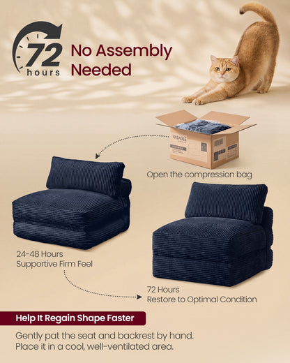 Folding Sofa Bed, Convertible Chair Bed with Pillow, Sleeper Chair