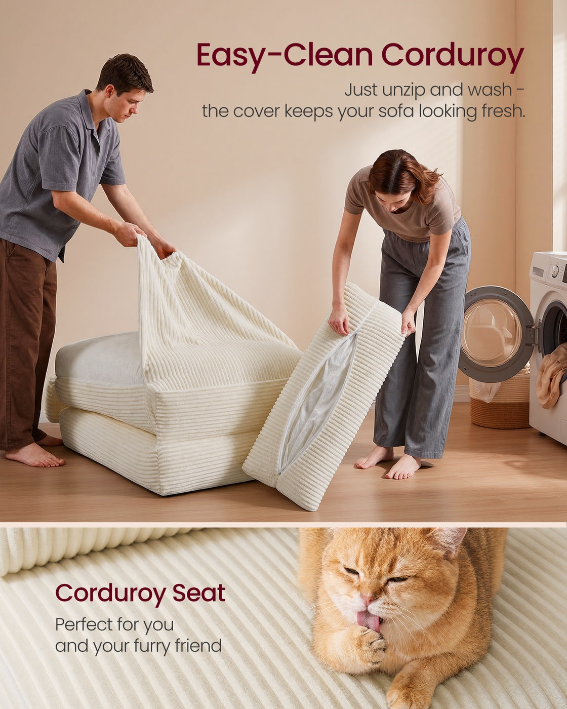 Folding Sofa Bed, Convertible Chair Bed with Pillow, Sleeper Chair