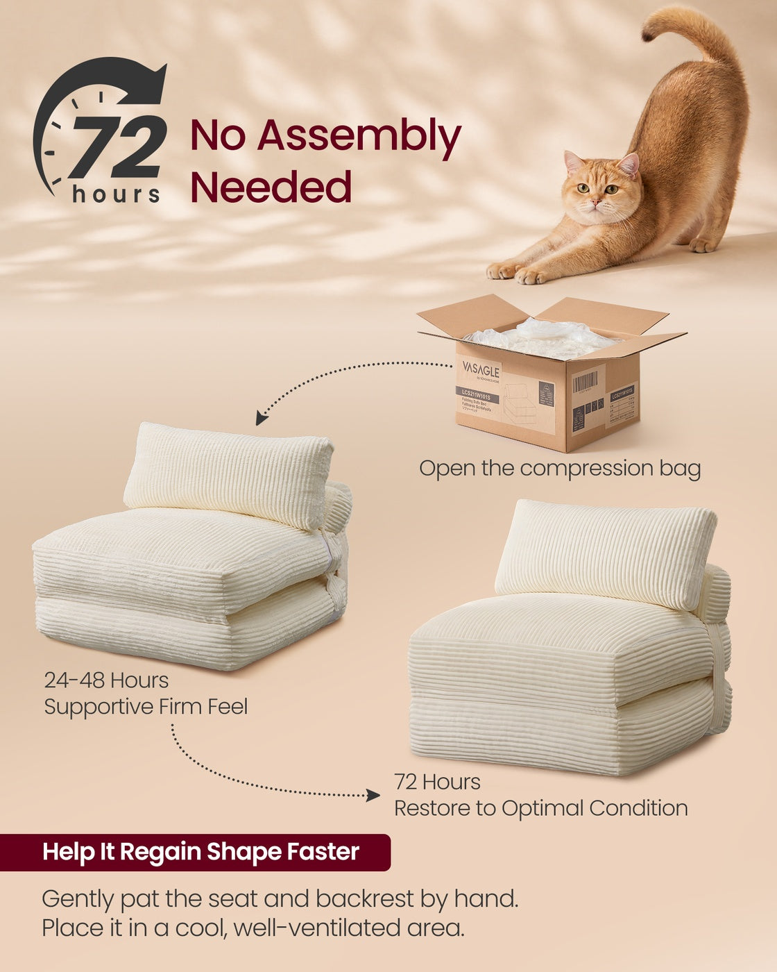 Folding Sofa Bed, Convertible Chair Bed with Pillow, Sleeper Chair