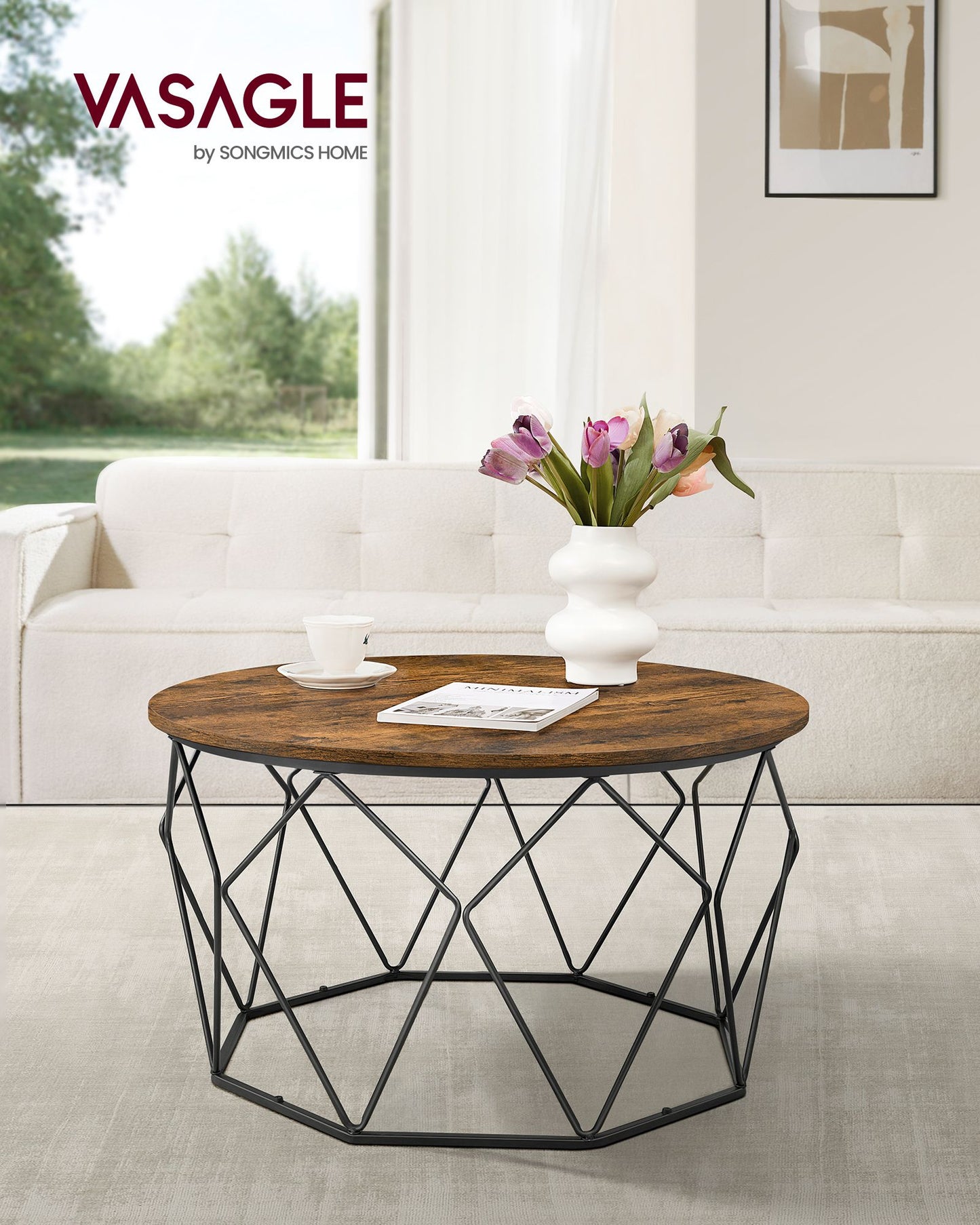 Round Coffee Table with Steel Frame - HWLEXTRA 