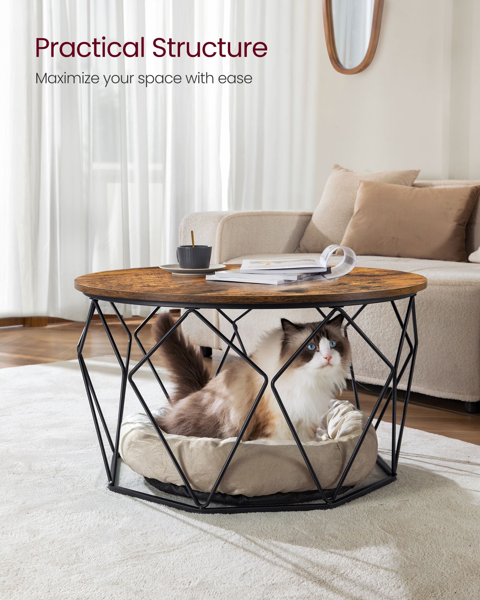 Round Coffee Table with Steel Frame - HWLEXTRA 