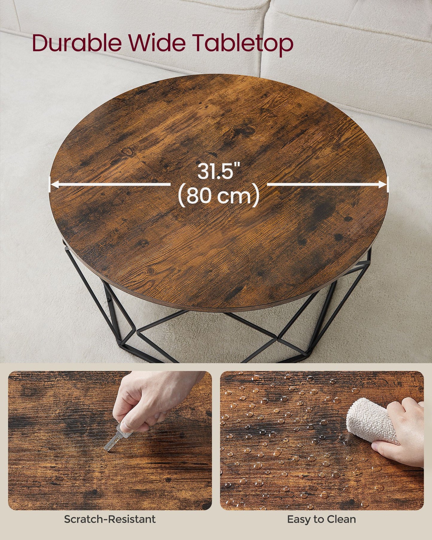 Round Coffee Table with Steel Frame - HWLEXTRA 