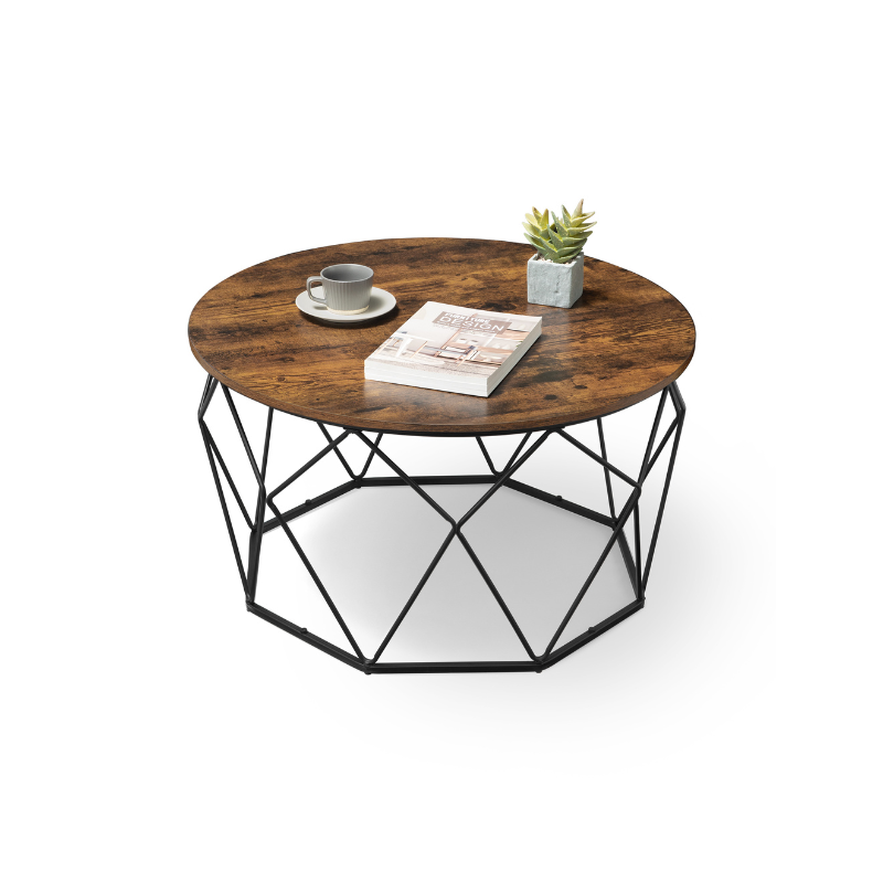 Round Coffee Table with Steel Frame