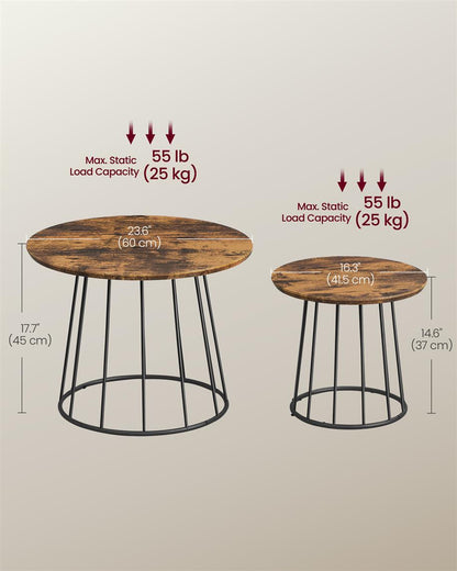 Modern Coffee Table Set of 2 with Steel Frame