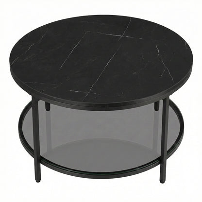 Living Room Table, Sofa Cocktail Table Faux Marble Round, Modern Coffee Table, for Living Room - image 22