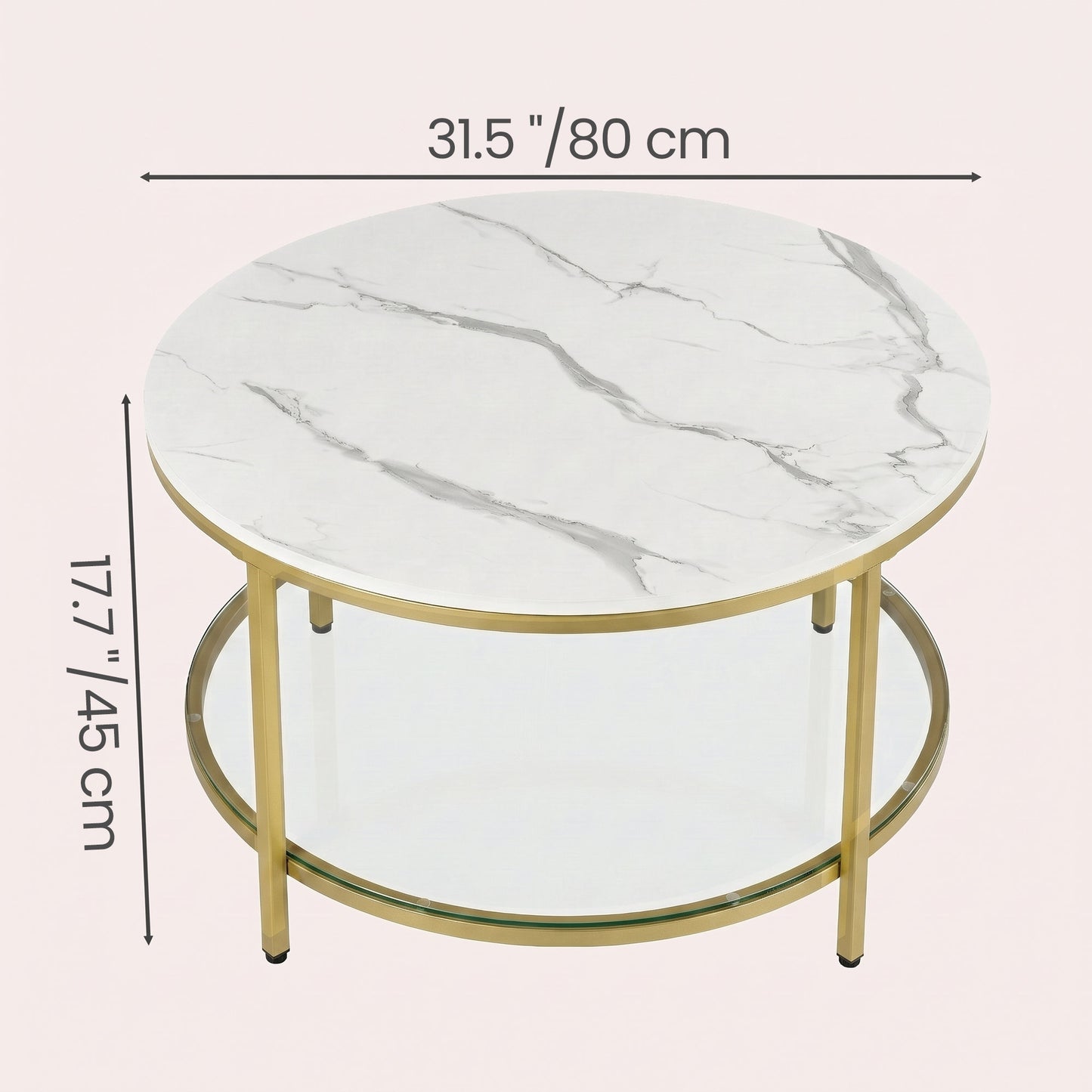 Living Room Table, Sofa Cocktail Table Faux Marble Round, Modern Coffee Table, for Living Room - image 3