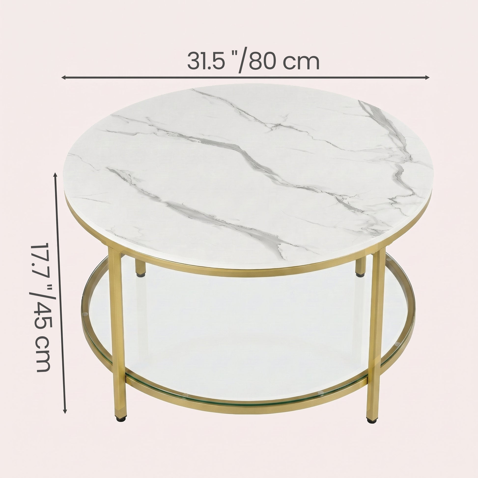 Living Room Table, Sofa Cocktail Table Faux Marble Round, Modern Coffee Table, for Living Room - image 3