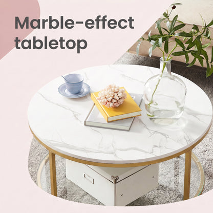 Living Room Table, Sofa Cocktail Table Faux Marble Round, Modern Coffee Table, for Living Room - image 6