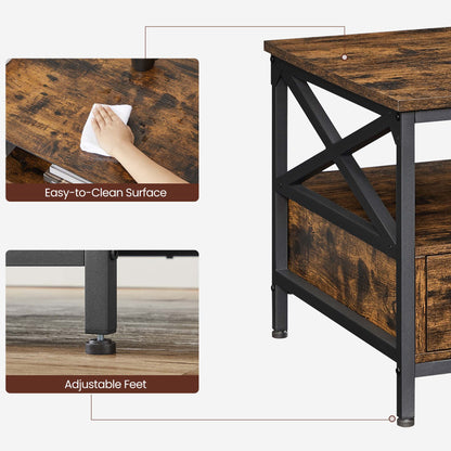 Industrial Brown Coffee Table with Drawers - image 8