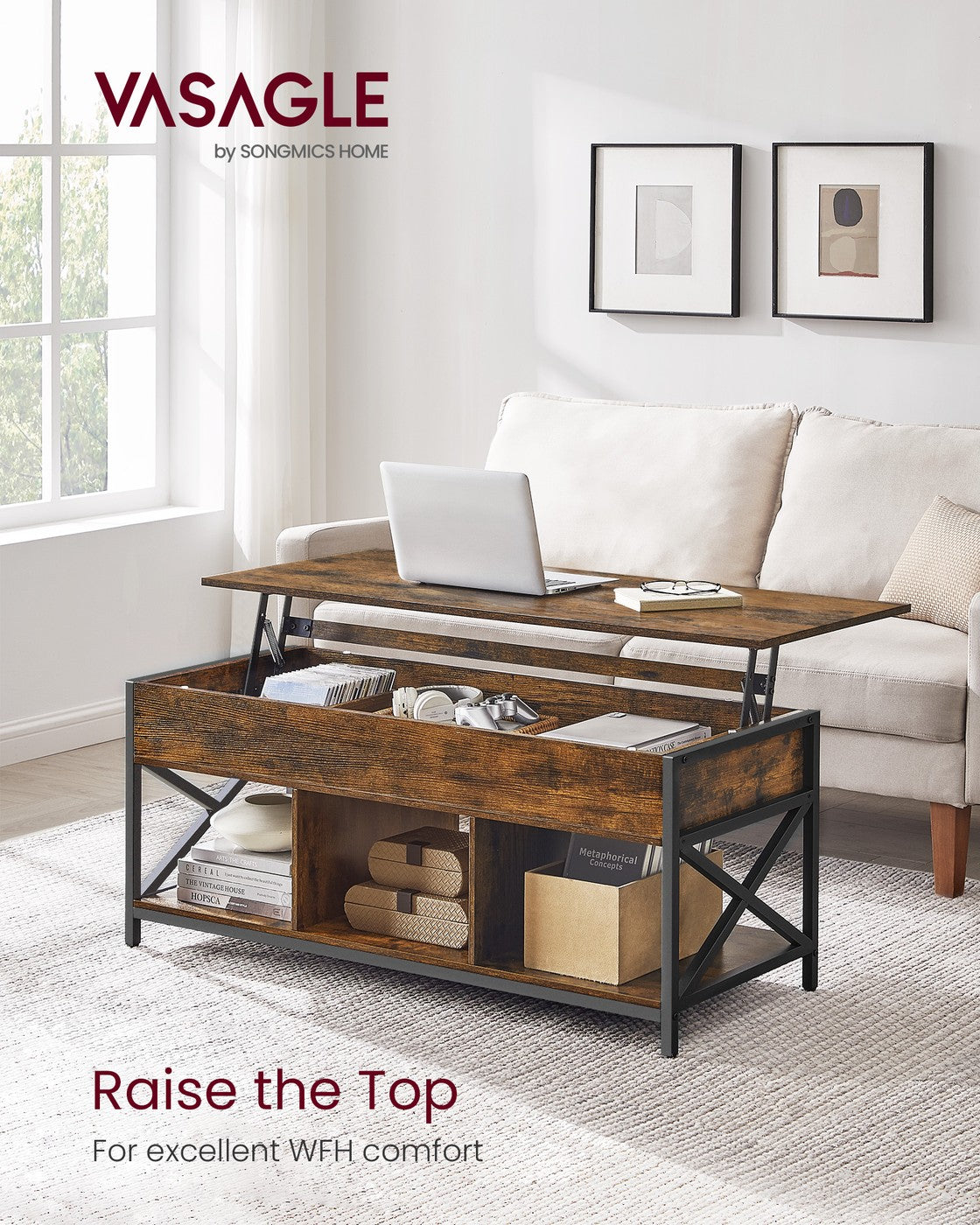 Lift Top Coffee Table with Storage Shelf