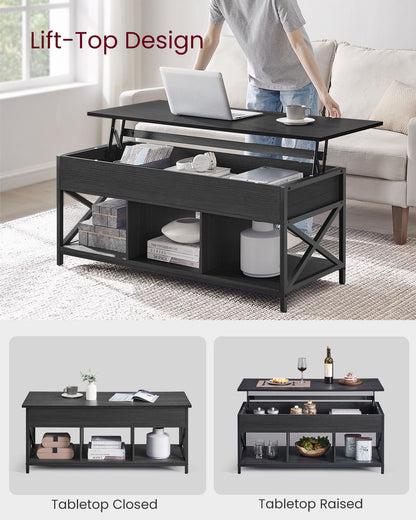 Lift Top Coffee Table with Storage Shelf