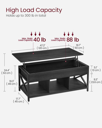 Lift Top Coffee Table with Storage Shelf