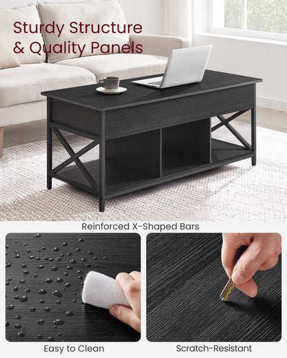 Lift Top Coffee Table with Storage Shelf