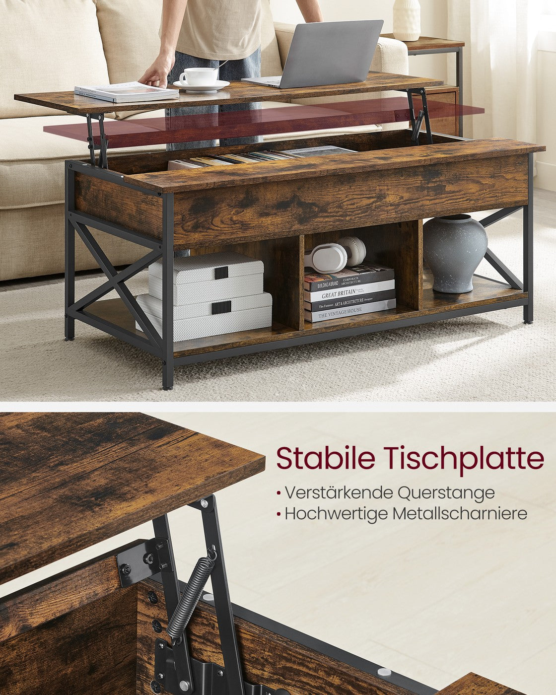 Coffee Table with Open and Hidden Storage