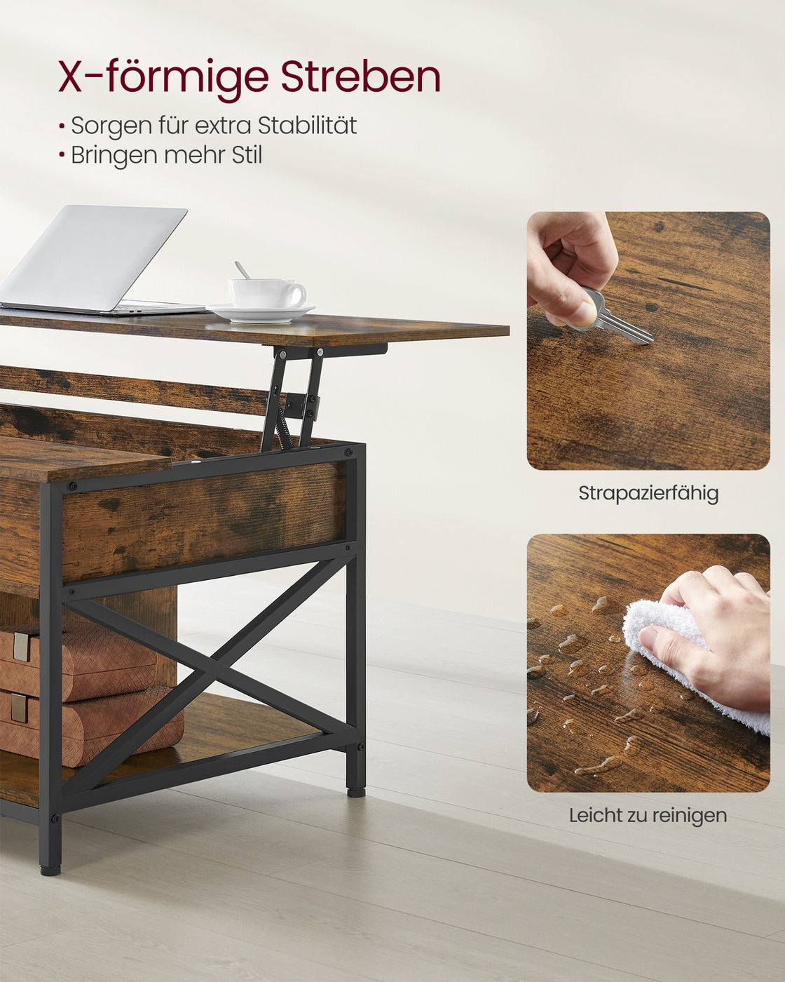 Coffee Table with Open and Hidden Storage