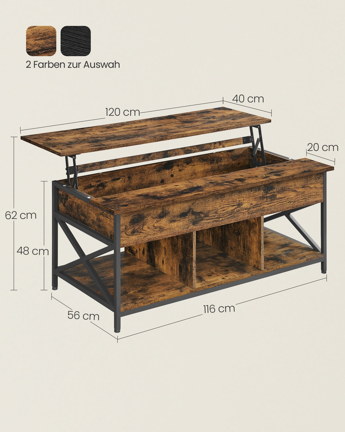 Coffee Table with Open and Hidden Storage