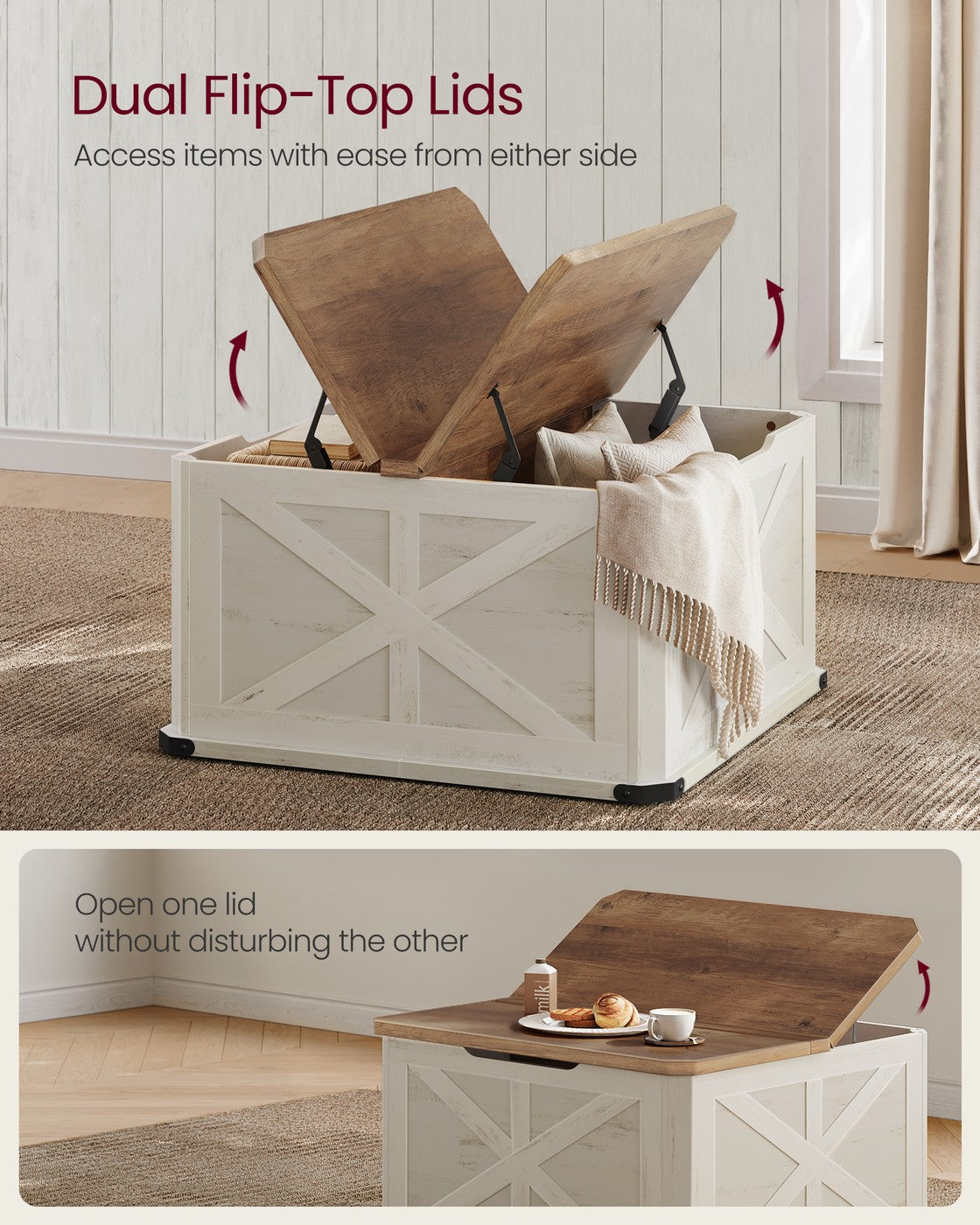 Farmhouse Coffee Table with Storage - HWLEXTRA 