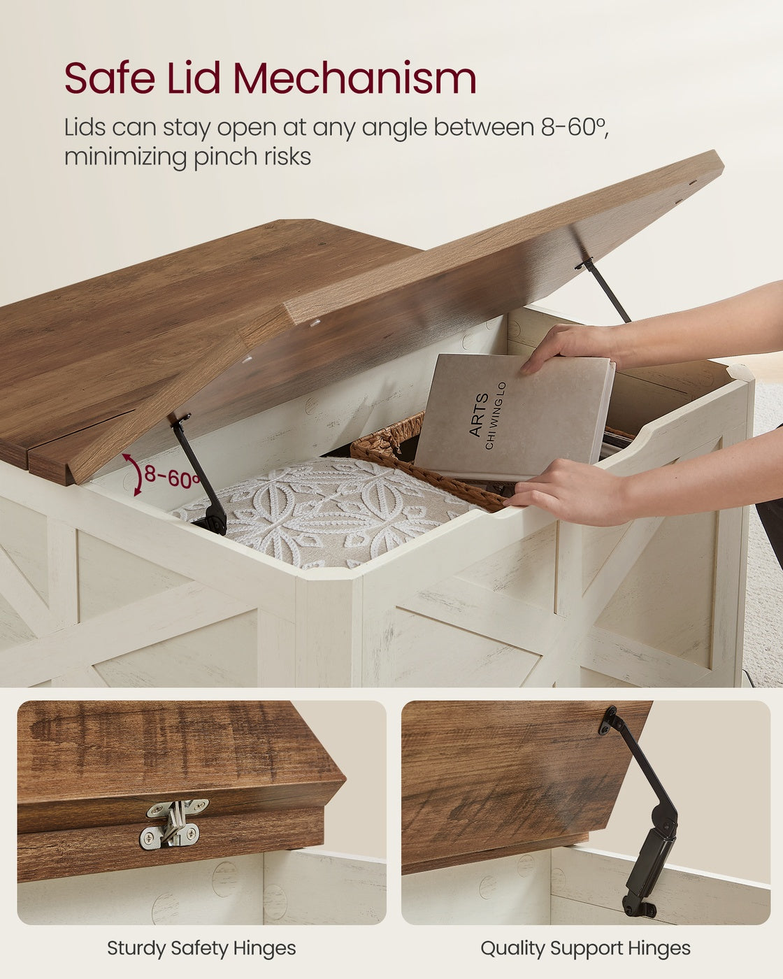 Farmhouse Coffee Table with Storage - HWLEXTRA 