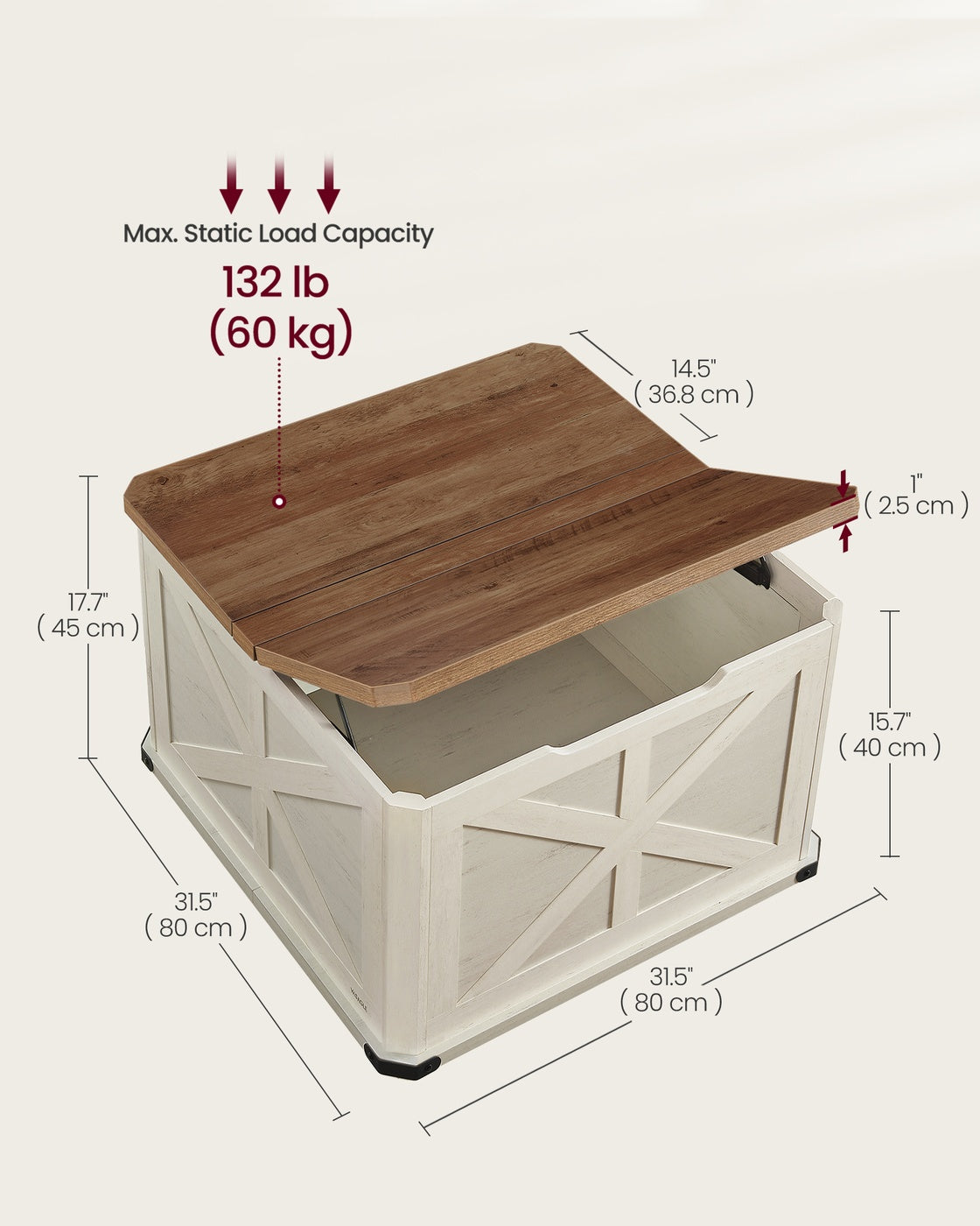 Farmhouse Coffee Table with Storage - HWLEXTRA 
