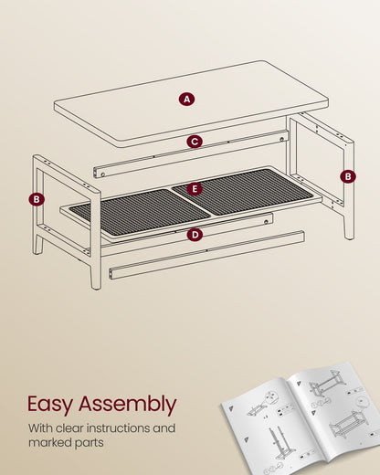 2-Tier Coffee Table with PVC Rattan Storage Shelf