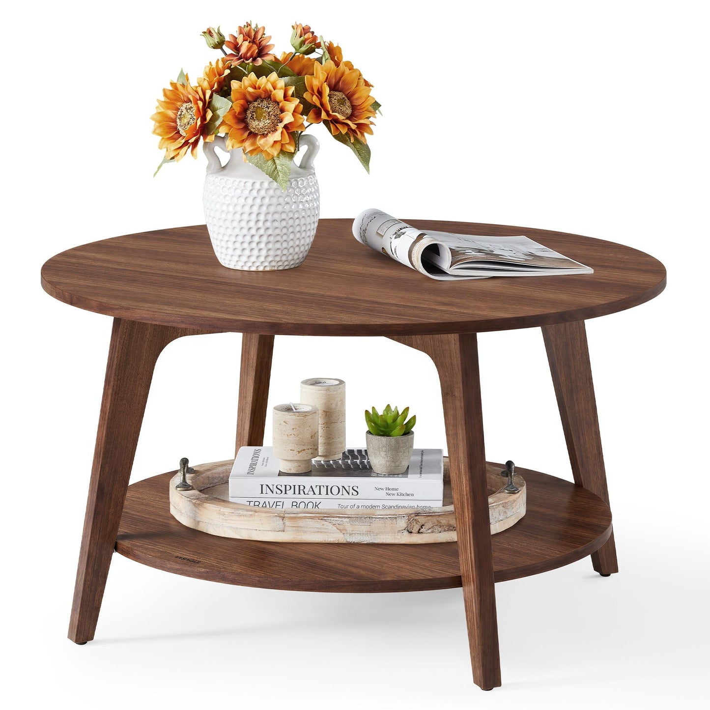 Round Coffee Table, 2-Tier Center Table with Storage - image 5