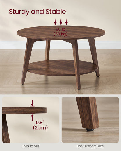 Round Coffee Table, 2-Tier Center Table with Storage - image 2