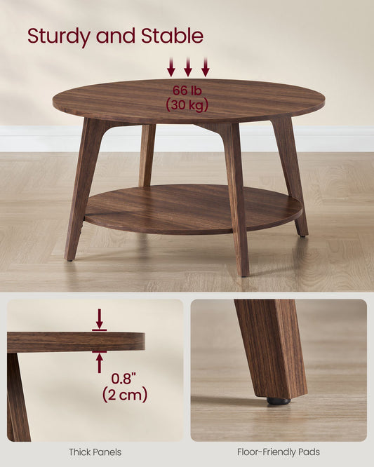 Round Coffee Table, 2-Tier Center Table with Storage - image 2