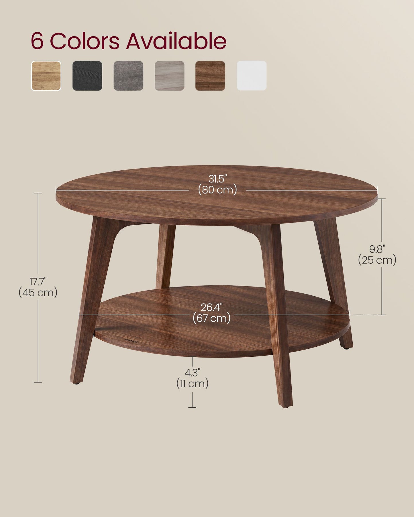 Round Coffee Table, 2-Tier Center Table with Storage - image 3