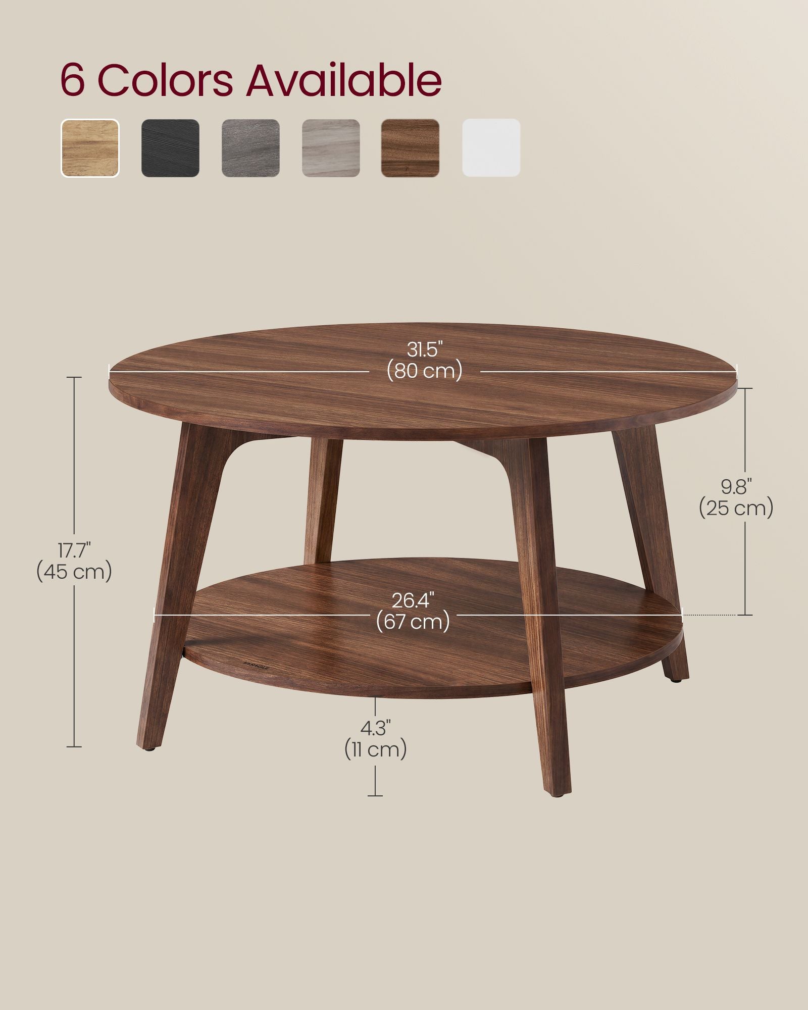 Round Coffee Table, 2-Tier Center Table with Storage - image 3