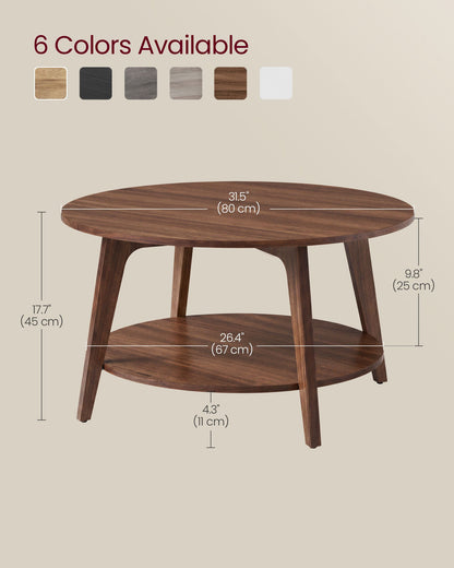 Round Coffee Table, 2-Tier Center Table with Storage - image 3