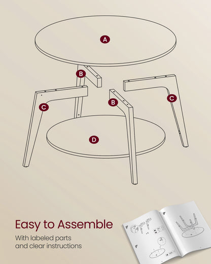 Round Coffee Table, 2-Tier Center Table with Storage - image 4