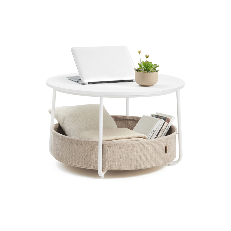 Coffee Table with Fabric Basket