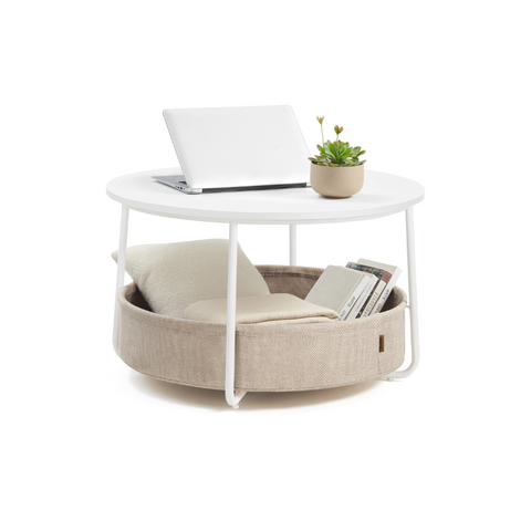 Coffee Table with Fabric Basket