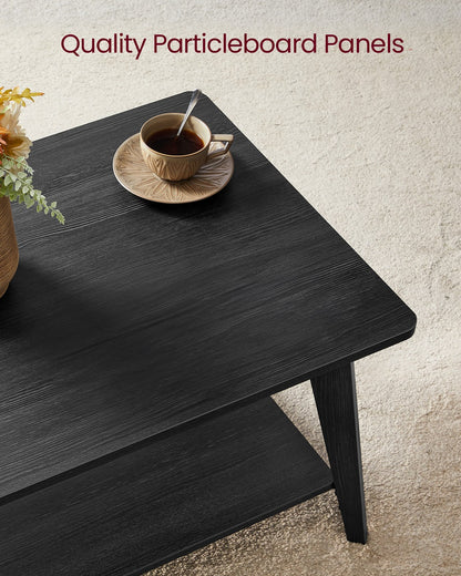 Coffee Table, 2-Tier Living Room Table with Storage, Center Table with Rounded Corners - HWLEXTRA 