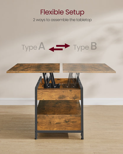 Lift Top Coffee Table with Hidden Compartments Rustic Brown and Ink Black - image 5