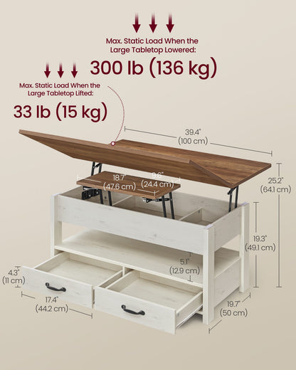 Lift Top Coffee Table, Center Table with Storage