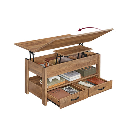 Lift Top Coffee Table, Center Table with Storage - Honey Brown