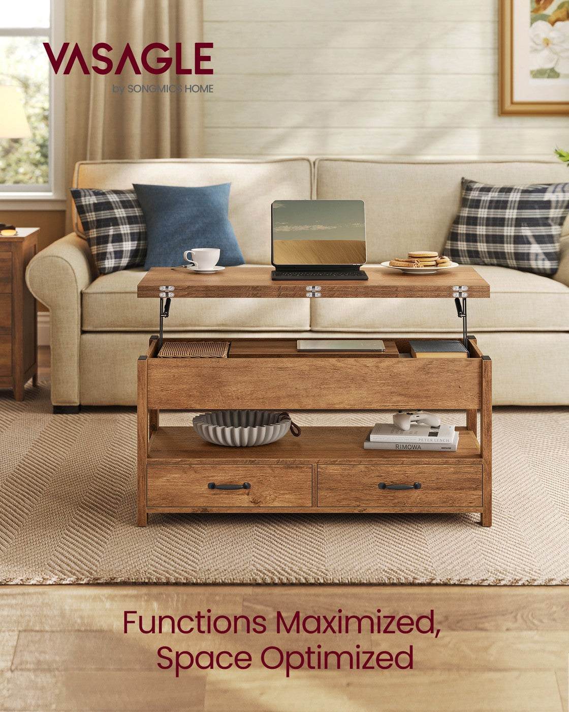 Lift Top Coffee Table, Center Table with Storage