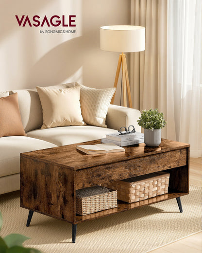Lift-Top Dining Table with Storage, Brown and Black - image 2